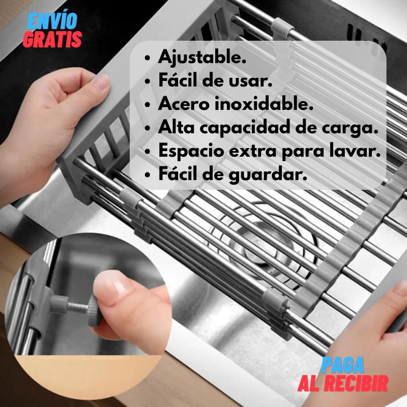 Escurridor ajustable: Más espacio y menos desorden.