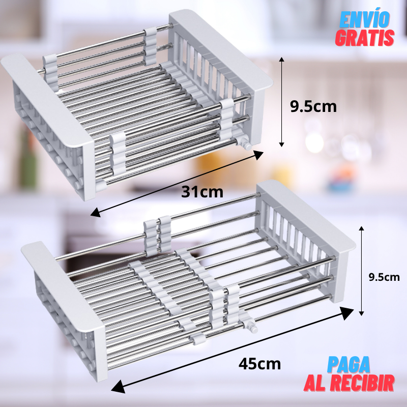 Escurridor ajustable: Más espacio y menos desorden.
