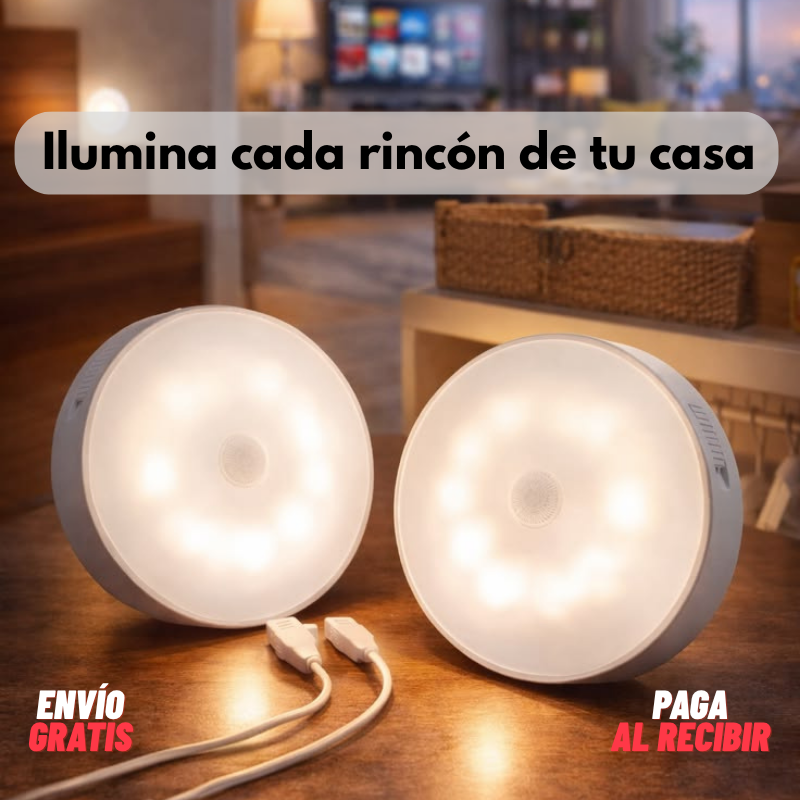 Foco redondo led con sensor: Pack 5 unidades.