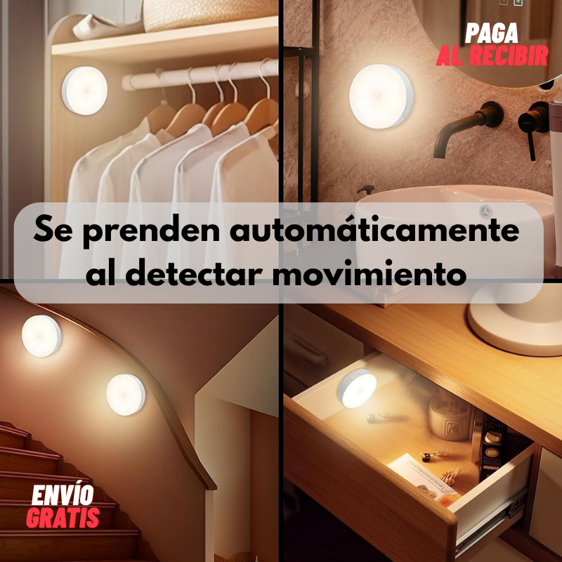 Foco redondo led con sensor: Pack 5 unidades.