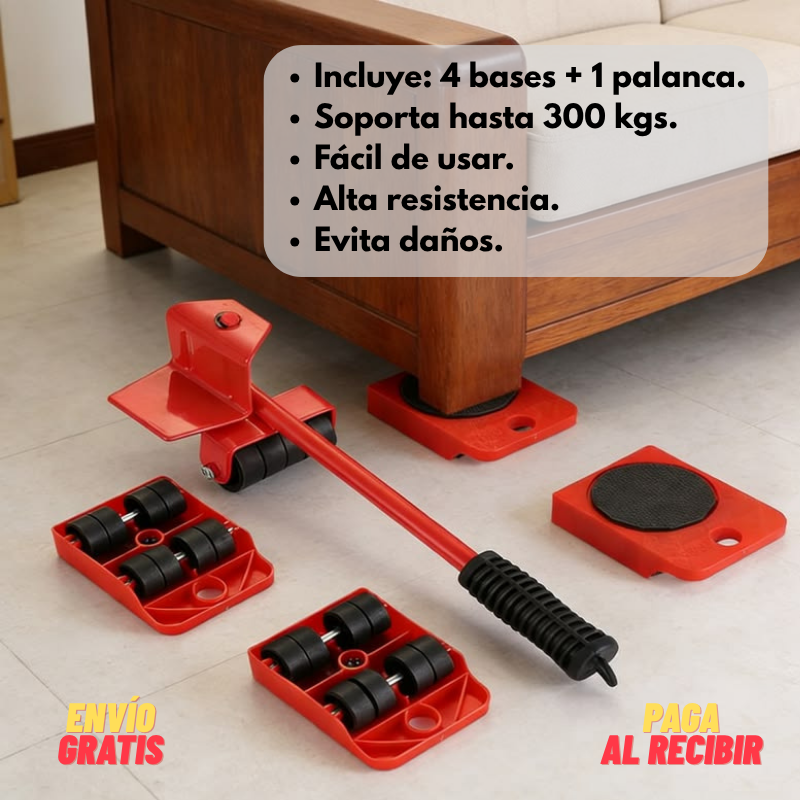 Kit levanta muebles: Traslada objetos pesados sin esfuerzo.